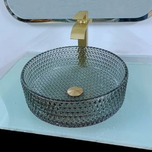 Buy cheap Modern Countertop Glass Wash Basin Black Table Top 120mm Height Artistic from wholesalers