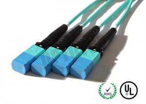 Cheap 8 Core Multimode Fiber Optic Cable OM 1 / 2 / 3 / 4 , MPO Fiber Connector Length Customized for sale