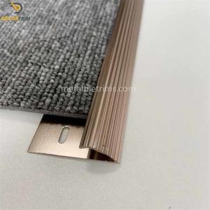 Cheap Shiny Coffee Carpet Edge Strip , Aluminum Carpet Trim With Gripper Fitting for sale