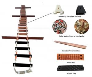 Cheap Wood Manila Boat Rope Ladder , Customized Width Emergency Rope Ladder for sale