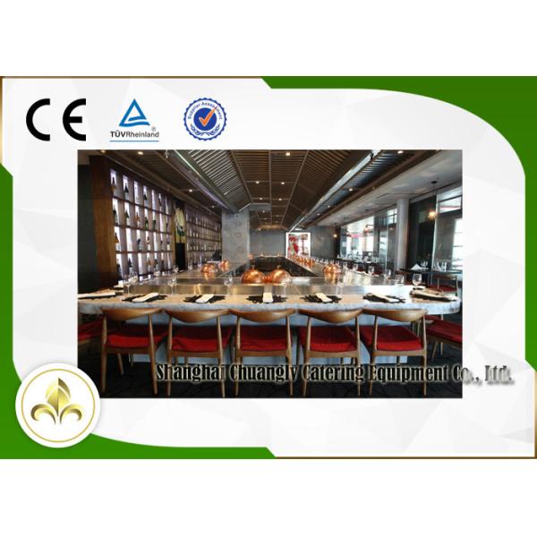 Non Standard Rectangle / Circle Outdoor Hibachi Table With Multiple Seats 8KW