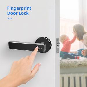 Cheap Smart Biometric Thumbprint Room Door Locks / Electronic Front Black Door Handle Lock for sale