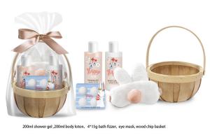Cheap 4pcs Natural Bath Gift Set With Shower Gel, Body Lotion, Bath Fizzer, Sleep Face Mask for sale