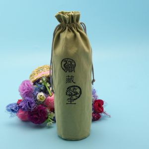 Cheap Portable Green Round Bottom Drawstring Bag , Small Canvas Drawstring Bag for sale