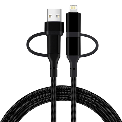 Customized Multi Function Fast Data Transfer Cable 1M USB A / Type C To Lightning / Type C