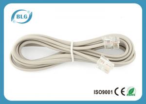 Cheap RJ11 To RJ11 Plugs Telephone Cable Wire , Internet Phone Cable 7 Foot Bare Copper for sale