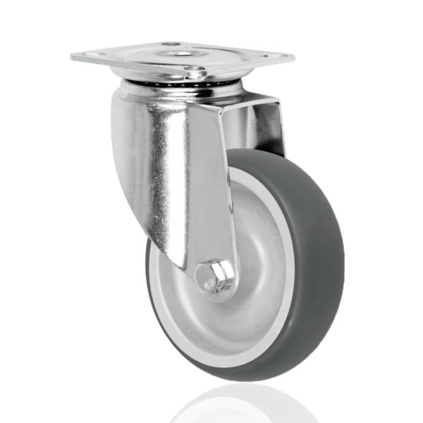 European Style Trolley Caster Display Bases 4Inch 5Inch Thermoplastic Rubber Stainless Steel Plain Medium Duty Casters