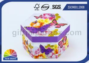 Cheap Recycled Printed Paper Gift Box with Lid / Hexagon Cardboard Paper Eco Friendly Packaging Boxes for sale