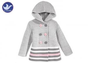China Stripes Little Girl Cardigan Sweaters , Hoody Girls Cardigan Jacket Buttons Closure on sale