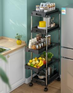 Cheap 5 Tiers Freestanding Kitchen Rack , Kitchen Storage Cart For Vegetable ODM for sale