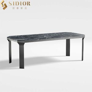Cheap Hotel Restaurant Luxury Marble Dining Table Rectangular 2.1m Length for sale