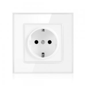 China Power Socket,16A EU Standard Electrical Outlet 86mm * 86mm white Crystal Glass Panel wall socket on sale