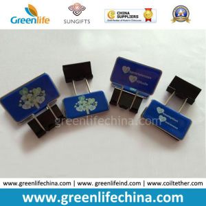 Cheap Blue Plastic Handle W/Logo 25mm Black Metal Paper Holder for sale