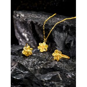 Christmas gift jewelry 18K gold customized type flower pendents rings earrings