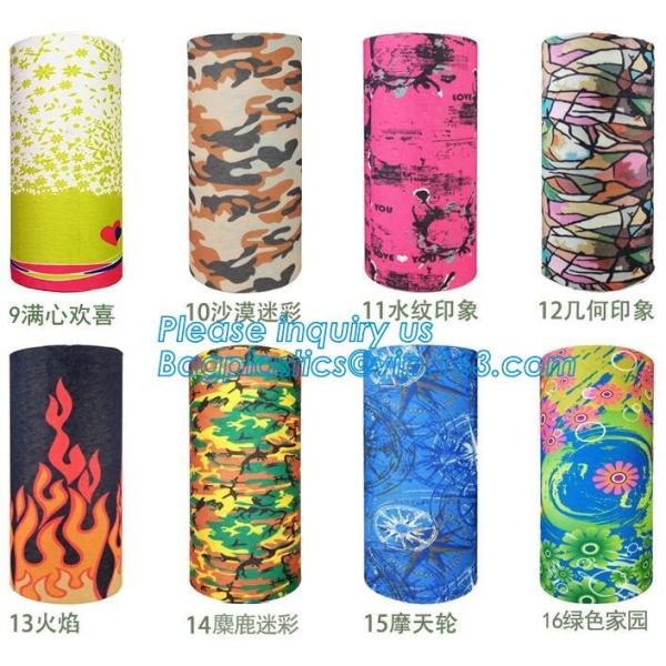custom made digital sublimation polyester colorfast printed bandana,custom headwear printed seamless neck tube polyester
