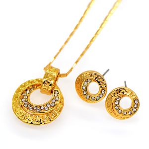 Buy cheap Vintage jewelry Pendants Necklaces Earrings Set For Women 18K Real Gold Plated from wholesalers