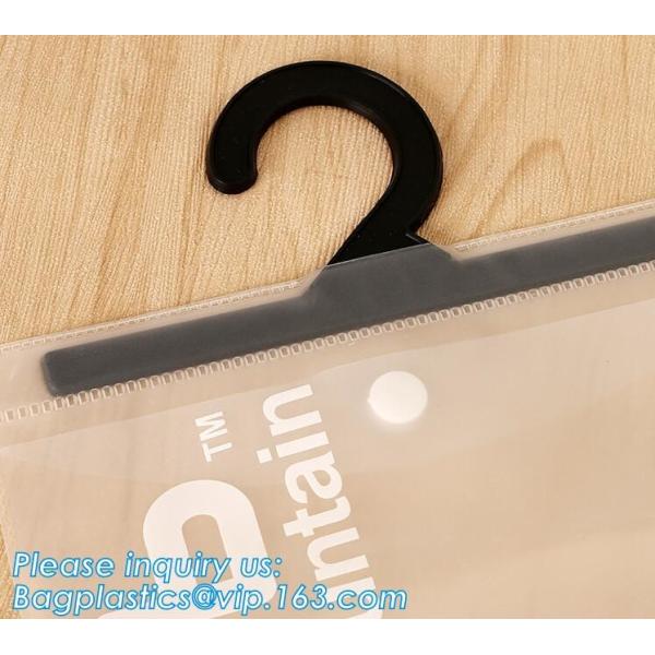 clothes package garment bag with hook,inexpensive transparent PVC swimwear zipper bag with hung hook,hook plastic pvc sl