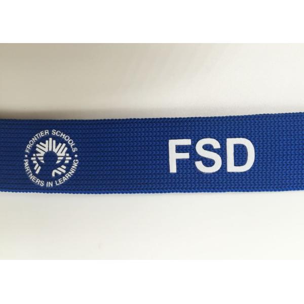 20MM Blue Tube Silk Screen Lanyards / Badge Holders Lanyards With Split Ring