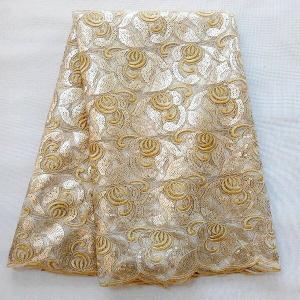 China 2015 African french guipure laces high quality gold sequin embroidery lace for women wear on sale