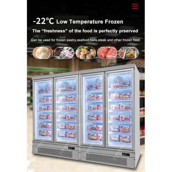 Fan Cooling Commercial Upright Glass Door Freezer With Frost Free Defrost