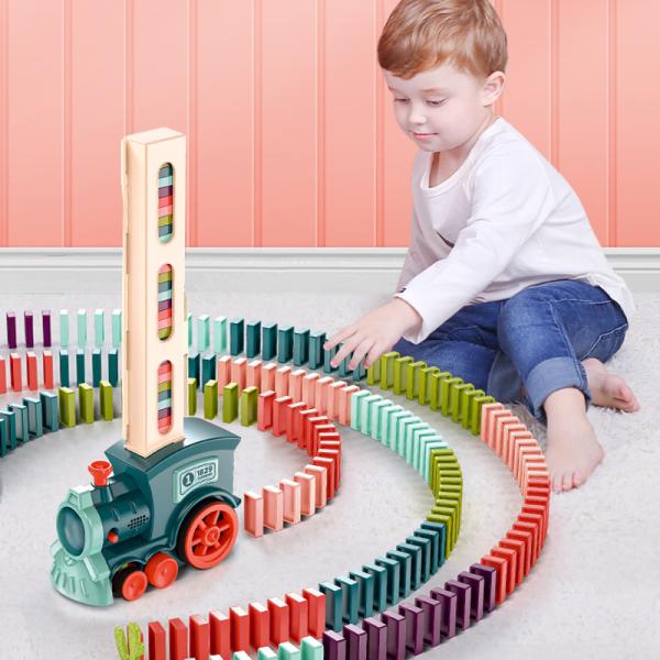 Kids Electric Wooden Domino Blocks Automatic Laying Educational DIY