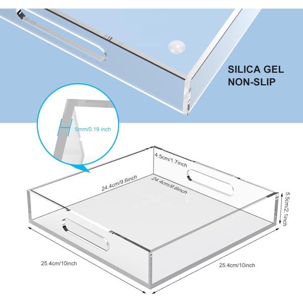Home Decorative Lucite Acrylic Coffee Table Tray 10"X10" Multifunctional Design