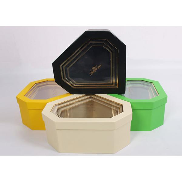 Diamond Shaped Nested Stackable Cardboard Boxes With Clear PET Window