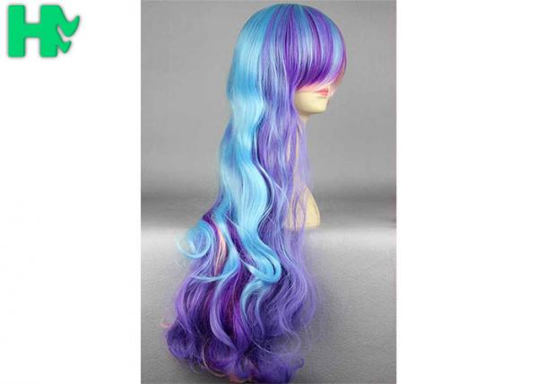 Colorful Curly Natural Looking Synthetic Wigs Women Non Flammable