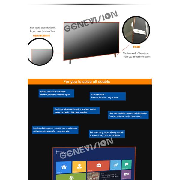 65 Inch Education Touch Screen Electronic Interactive Whiteboard For Video Conference Wall Mount LCD Display