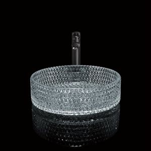 Buy cheap 395mm Round Glass Wash Basin Hand Wash 45mm Dia No Hole For Hotel Bathroom from wholesalers
