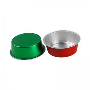 Cheap 150ml Disposable Aluminum Foil Food Containers Round Colorful Mini Cupcake Baking Cups With Lid for sale