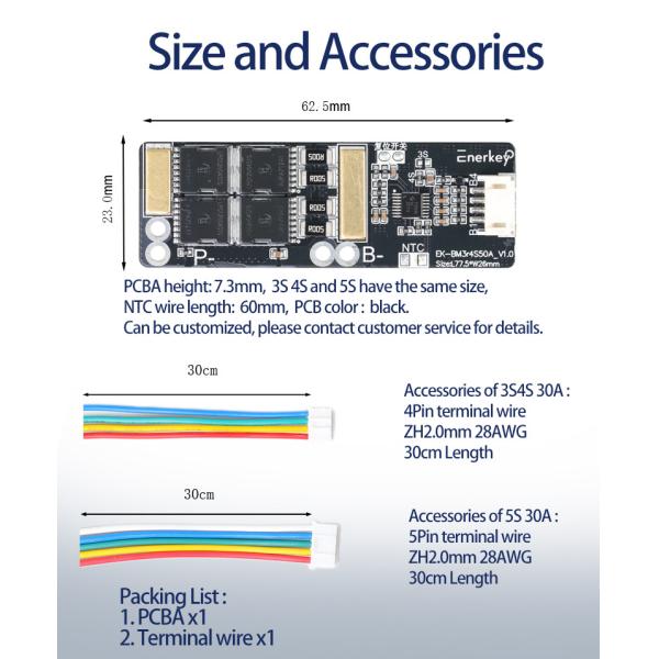 3S 4S 50A BMS Battery Board With NTC Electric Tricycle Cell BMS 12V