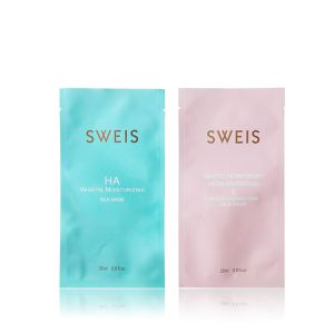 China Custom Printing PET facial mask packaging Plastic Cosmetics bags with Healt Seal with best price on sale