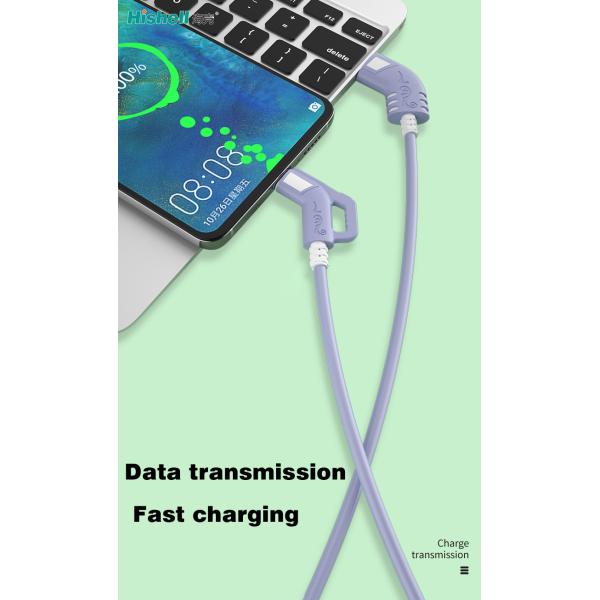 Hishell Multicolor 3A Mobile Phone Charging Cable Type C TPE ABS L Shaped