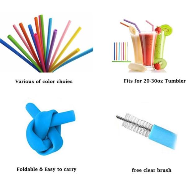 Eco Friendly Collapsible Silicone Drinking Cups With Straw Reusable Biodegradable Straw,Anti-Cutting Mouth Flexible Sili