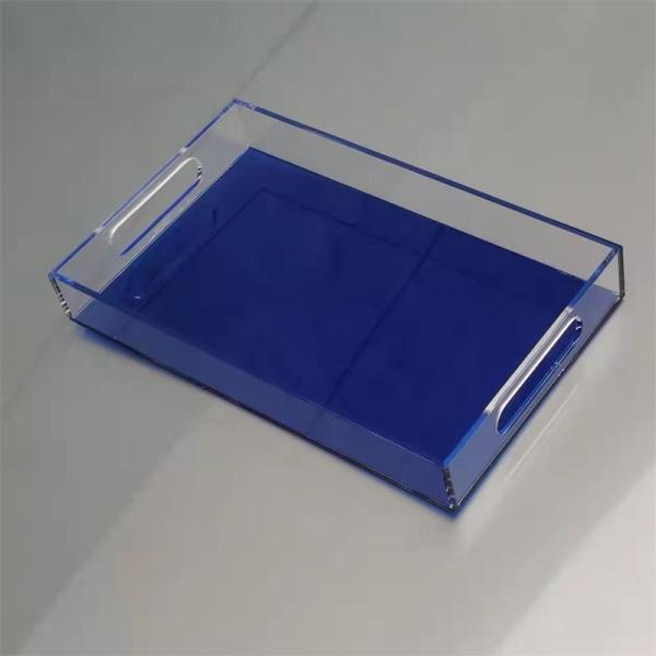 Transparent Yellow Acrylic Lucite Serving Tray With Handle For Hotel Restaurant Home