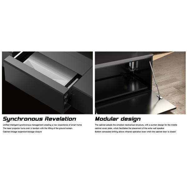 Telescopic Laser TV Cabinet with Motorized Function and Solid Oak Finish Compatible Most UST Projector