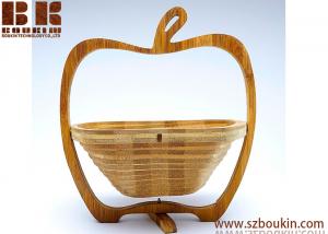 Cheap Nature Non-toxic collapsible bamboo handcrafted wooden fruit basket for special gift for sale