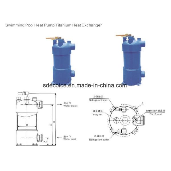 Titanium evaporator heat exchanger for swimming pool heat pump