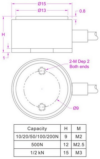 Micro Column Load Cell 500N 1kN 2kN Small size Compression Force Sensor
