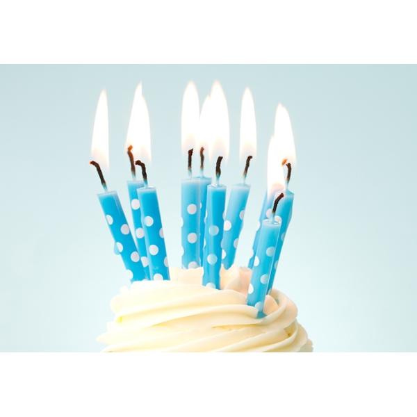 10pcs Blue Color Printable Birthday Candles With White Dots Painted Unscented