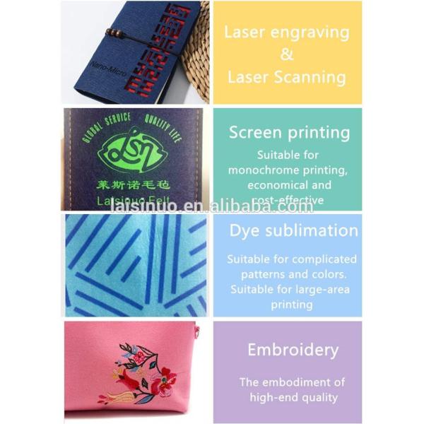 Custom Laser Printing Wool Felt Bags , Open Type Felt Glasses Pouch