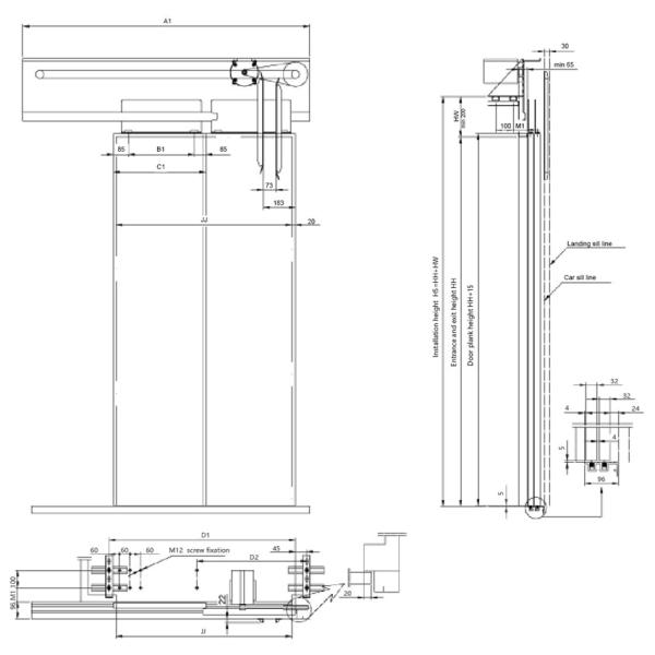 Two Panel Side VVVF Synchronous Elevator Door Operator Mechanism