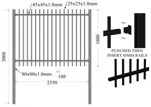 China Spear Top Metal Fencing | Steel Picket | China Metal Fence Supplier 1800mm ,2100mm ,2400mm height on sale