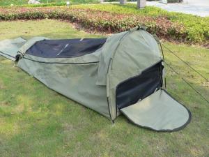 China Canvas Famliy 2 Man Swag Tent , YKK Zipper Swag Bag Tent With Aluminum Pole on sale