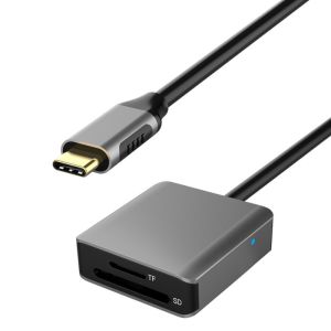 Cheap Type C USB3.2 Gen 1 2 In 1 Card Readers With 20CM USB C Extension Cable for sale