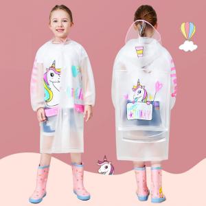 China Kids Waterproof Raincoat, Children'S Raincoat Transparent Poncho, Students in school bag raincoat hooded animation on sale