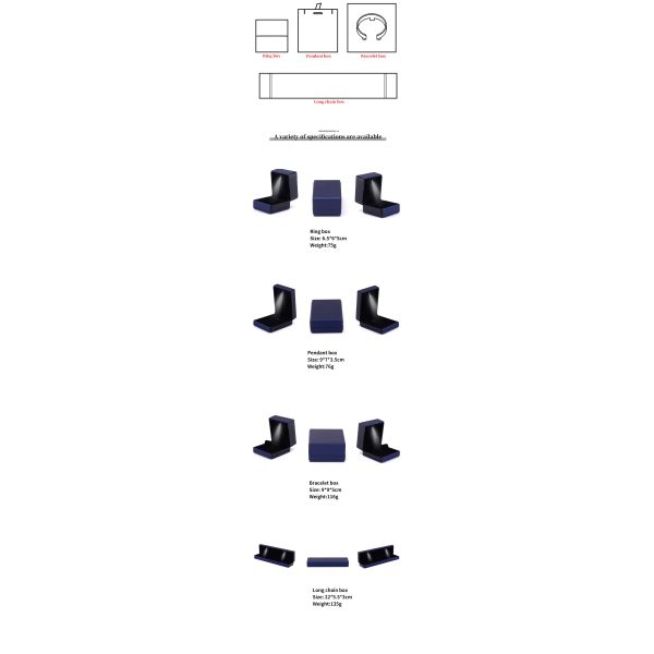 Jewelry Package Hanhong Custom Logo Leather LED Light Box for Bracelet Necklace and Ring