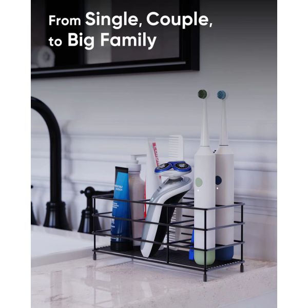 Durable Rust and Slip Resistant Toothbrush Holder Bathroom Accessories Organizer with 7 Slots