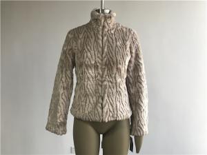 Cheap Milk Textured Ladies Fake Fur Coats , Faux Fur Funnel Neck Chubby Coat TW75506 for sale
